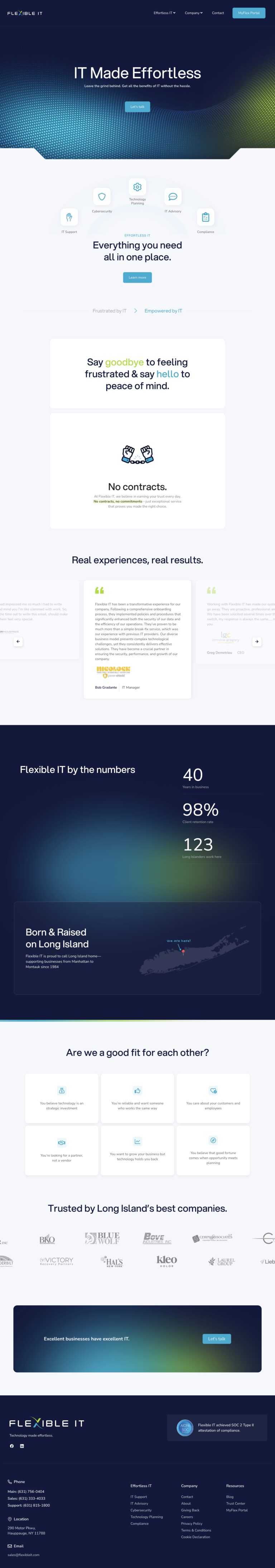 Full homepage screenshot of the Flexible IT website